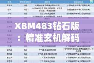 XBM483钻石版:精准玄机解码,决策信息落地